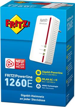 AVM FRITZ! Powerline 1260E 1200Mbit/s Eingebauter Ethernet-Anschluss WLAN white 1Stück(e) Single