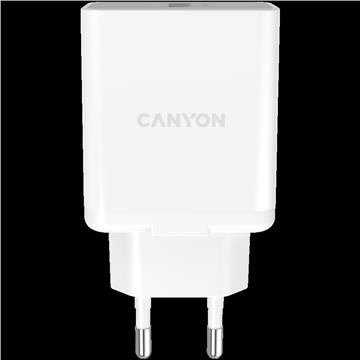 Canyon, Wall charger with 1*USB, QC3.0 24W, Input: 100V-240V, Output: DC 5V/3A,9V/2.67A,12V/2A, Eu plug, Over-load, over-heated, over-current and short circuit protection, CE, RoHS ,ERP. Size:89*46*2