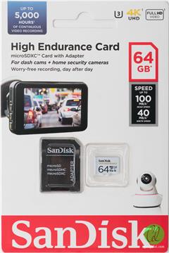 SanDisk High Endurance microSDXC 64GB V30 + Adapter