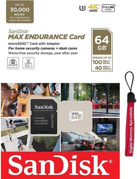 SanDisk Max Endurance microSDXC 64GB Class 10 U3 + Adapter