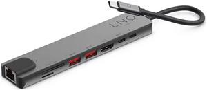 Docking station USB-C LINQ 8in1, RJ45, SD+TF, HDMI 4K, 2xUSB-C PD 100W,2xUSB 3.2