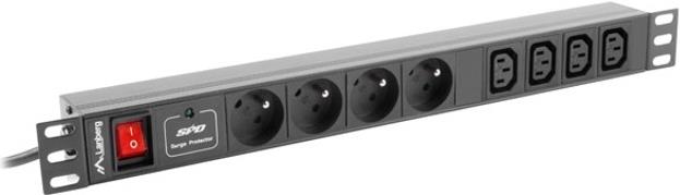 Lanberg 2.0m PDU Power Distribution Unit 4 x French sockets, 4 x IEC C13