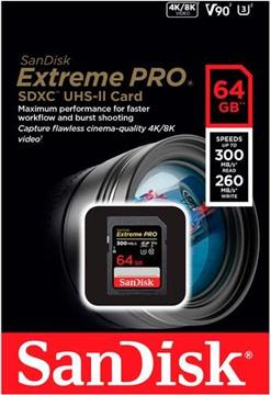 64 GB SDXC CARD SanDisk Extreme PRO UHS-II V90 300MB/s