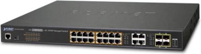 Planet 20-Port (16x RJ45 GbE 802.3at PoE 30W port (220W max) 4x Gigabit RJ45 SFP Combo L2 Mngd Switch