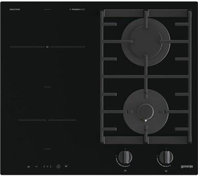 Ugradbena ploča GORENJE GCI691BSC, kombinirana, 60 cm, 2 plina + 2 indukcija, staklokeramika, crna