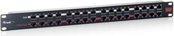 PoE patch panel 12-portni, 19" 1U, s napajanjem, crni (RAL 9005)