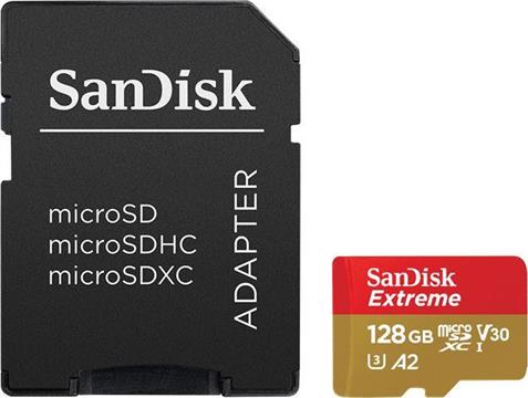 Memorijska kartica SANDISK, Micro SD Extreme, 128GB, SDSQXAA-128G-GN6MA, class 10 + V30 UHS-I + SD Adapter