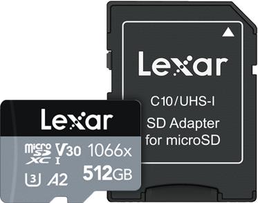 Lexar 512GB microSDXC High-Performance 1066x UHS-I C10 A2 V30 U4