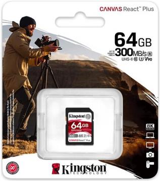 Kingston SDXC Canvas React Plus 64GB 300R/260W UHS-II U3