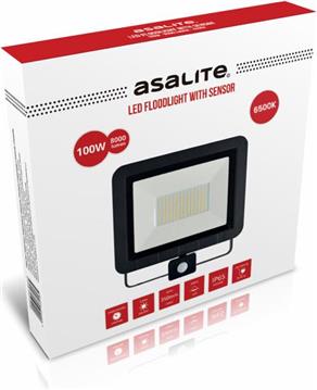 ASALITE LED spotlight 100W 6500K, 8000Lm + sensor