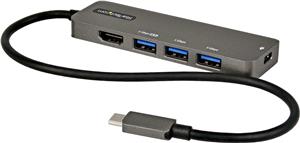 StarTech.com USB C Multiport Adapter, USB-C to HDMI 2.0b 4K 60Hz (HDR10), 100W Power Delivery Pass-Through, 4-Port 5Gbps USB 3.0 Hub, USB Type-C Mini Dock, with 12 (30cm) Attached Cable - Thunderbolt 