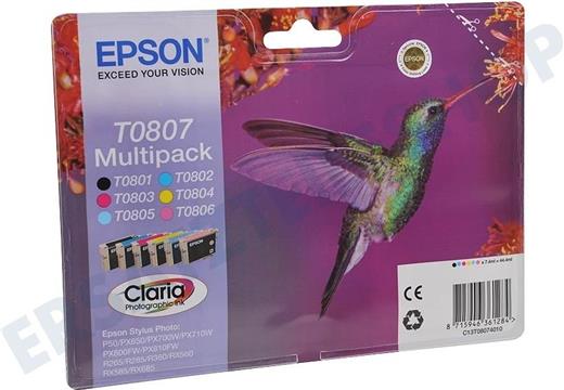 Epson T0807 Multipack - 6-pack - black, yellow, cyan, magenta, light magenta, light cyan - original - ink cartridge