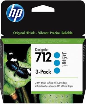 HP 712 - 3-pack - cyan - original - DesignJet - ink cartridge