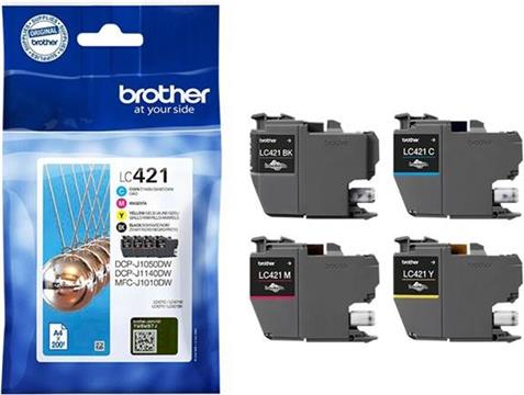 Brother LC-421VAL Ink Cartridge - Pack of 4 - Black, Cyan, Magenta, Yellow