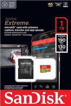 SanDisk microSDXC Extreme 1TB 190/130 MB/s A2 C10 V30 UHS-I U3