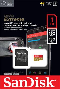 SanDisk microSDXC Extreme 1TB 190/130 MB/s A2 C10 V30 UHS-I U3