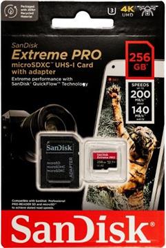 SanDisk microSDXC Extreme Pro 256GB 200/140 MB/s A2 C10 V30 UHS-I U3