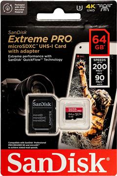 SanDisk microSDXC Extreme Pro 64GB 200/90 MB/s A2 C10 V30 UHS-I U3