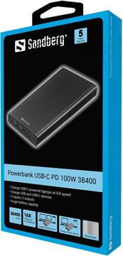 Sandberg Powerbank USB-C PowerDelivery 100W 38,400mAh portable battery