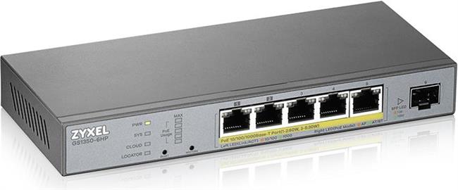 Zyxel GS1350-6HP-EU0101F 5x GB-LAN (PoE+), 1x Gigabit SFP (Uplink)