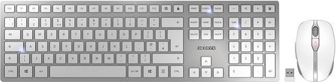 Cherry DW-9100 Slim bežična/BT tipkovnica + miš, AES-128 enkripcija, bijelo/siva