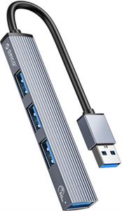 USB hub 4-port, 1x USB 3.0, 3x USB 2.0, 0.15m, ALU Grey, ORICO AH-A13