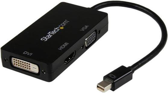 StarTech.com 3 in 1 Mini DisplayPort Adapter - 1080p - Mini DP / Thunderbolt to HDMI / VGA / DVI Splitter for Your Monitor (MDP2VGDVHD) - video converter - black