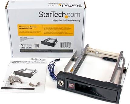 StarTech.com 5.25in Trayless Hot Swap Mobile Rack for 3.5in Hard Drive - Internal SATA Backplane Enclosure - Lockable drive bay (HSB100SATBK) - storage mobile rack