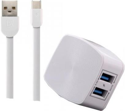 REMAX 2.4 A Dual USB Charger & Data Cable For Lightning RP-U215 EU, 1m (white)