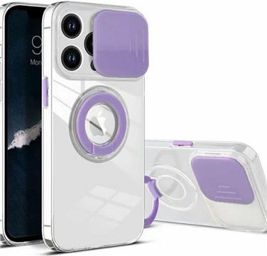 MM TPU IPHONE 13 PRO MAX 6.7 CLEAR CAM AND RING, 2mm purple