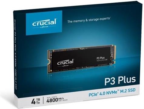 Crucial P3 Plus Gen4 NVMe SSD, 4TB, M.2 2280, PCIe 4.0, 3D-NAND