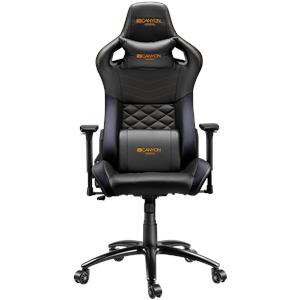 CANYON Nightfall G?-7 Gaming chair, PU leather, Cold molded foam, Metal Frame, Top gun mechanism, 90-160 dgree, 3D armrest, Class 4 gas lift, metal base ,60mm Nylon Castor, black and orange stitching