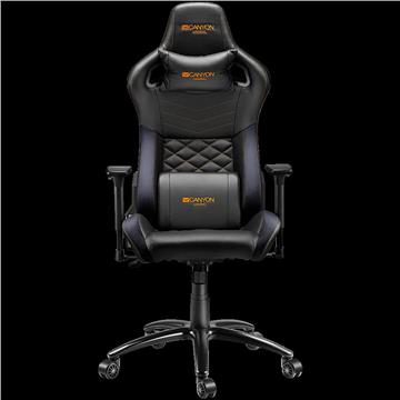 CANYON Nightfall G?-7 Gaming chair, PU leather, Cold molded foam, Metal Frame, Top gun mechanism, 90-160 dgree, 3D armrest, Class 4 gas lift, metal base ,60mm Nylon Castor, black and orange stitching