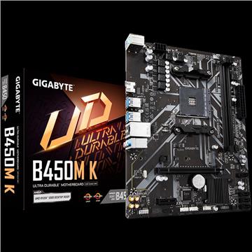 GigaByte MB B450M K, S.AM4, DDR4/3600(OC), PCIe3.0, M.2, G-LAN, HDMI, 7.1ch, mATX