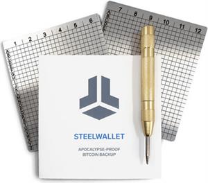 Crypto SteelWallet for seed backup, 2 plates, 1 puncher, BitBox