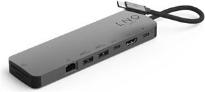Docking station LINQ 9 in 1, USB-C, M.2 SSD, RJ45, SD+TF, HDMI, USB-C 3.2 Gen2, USB-C PD 100W, 2x USB-A