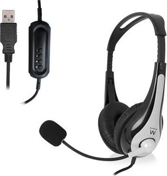 Headset Ewent, volume control, mic, USB, EW3565