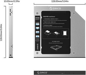 Adapter SSD/HDD to 9,5mm DVD slot, SATA3, Alu, Orico M95SS