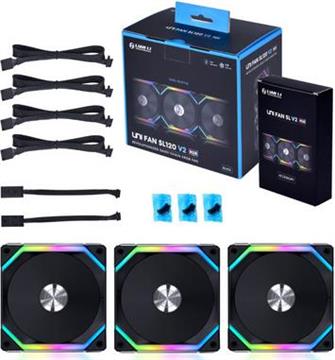 Fan Lian Li UNI FAN SL120 V2 RGB PWM 120mm, 3 Pack + Controller, Black