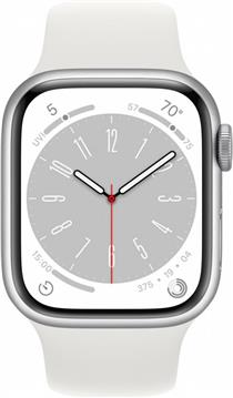 Apple Watch S8 GPS 41mm Silver Aluminium Case with White Sport Band - Regular