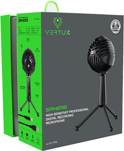 Vertux Gaming Sphere High Sensitivity Professional Digital Recording Microphone - Black