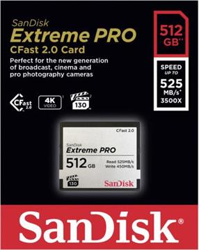 512 GB CFAST 2.0 SANDISK EXTREME Pro 525MB/s SDCFSP-512G