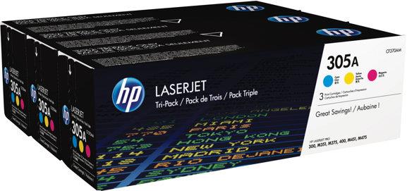 HP 305A - 3-pack - yellow, cyan, magenta - original - LaserJet - toner cartridge (CF370AM)