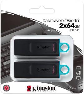 Kingston USB-Stick DataTraveler Exodia - USB 3.2 Gen 1 (3.1 Gen 1) - 2 pieces - 64 GB - Black