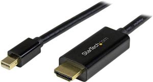 StarTech.com Mini DisplayPort to HDMI Adapter Cable - mDP to HDMI Adapter with Built-in Cable - Black - 5 m (15 ft.) - Ultra HD 4K 30Hz (MDP2HDMM5MB) - video cable - 5 m