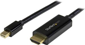 StarTech.com Mini DisplayPort to HDMI converter cable - 3 ft (1m) - mDP to HDMI adapter with built-in cable - (M / M) Ultra HD 4K (MDP2HDMM1MB) - video cable - DisplayPort / HDMI - 1 m
