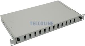 NFO Patch Panel 1U 19" - 12x SC Duplex, Pull-out, 1 tray, Gray