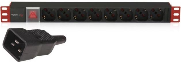 Techly 102635 Power strip Rack 19" 1U, 8x Schuko, C20 cable 3m