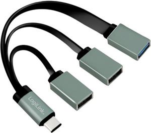Hub USB 3.2 Gen 1 C M -> 1xUSB-A 3.0 + 2xUSB-A 2.0, na kabelu 0,15 m, crni
