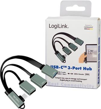 LogiLink 3-portowy USB-C kątowy